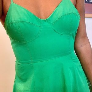 Green corset top maxi dress